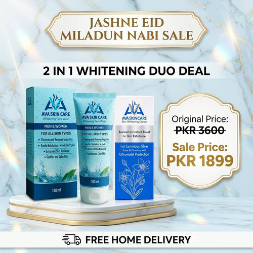 Ava Skin Care 2 in 1 Whitening Duo Deal featuring Face Wash and Whitening Cream.